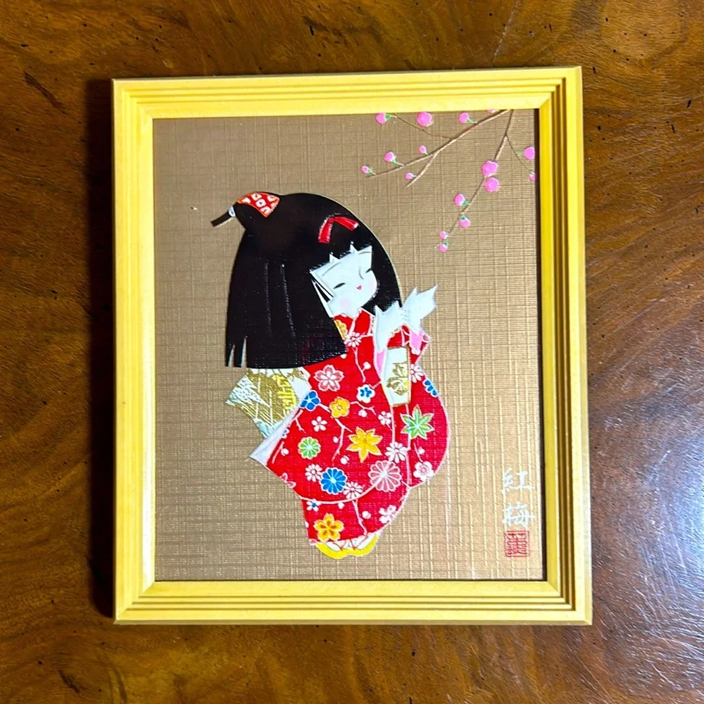 Japanese Oshie Geisha Young Girl Paper Art Craft